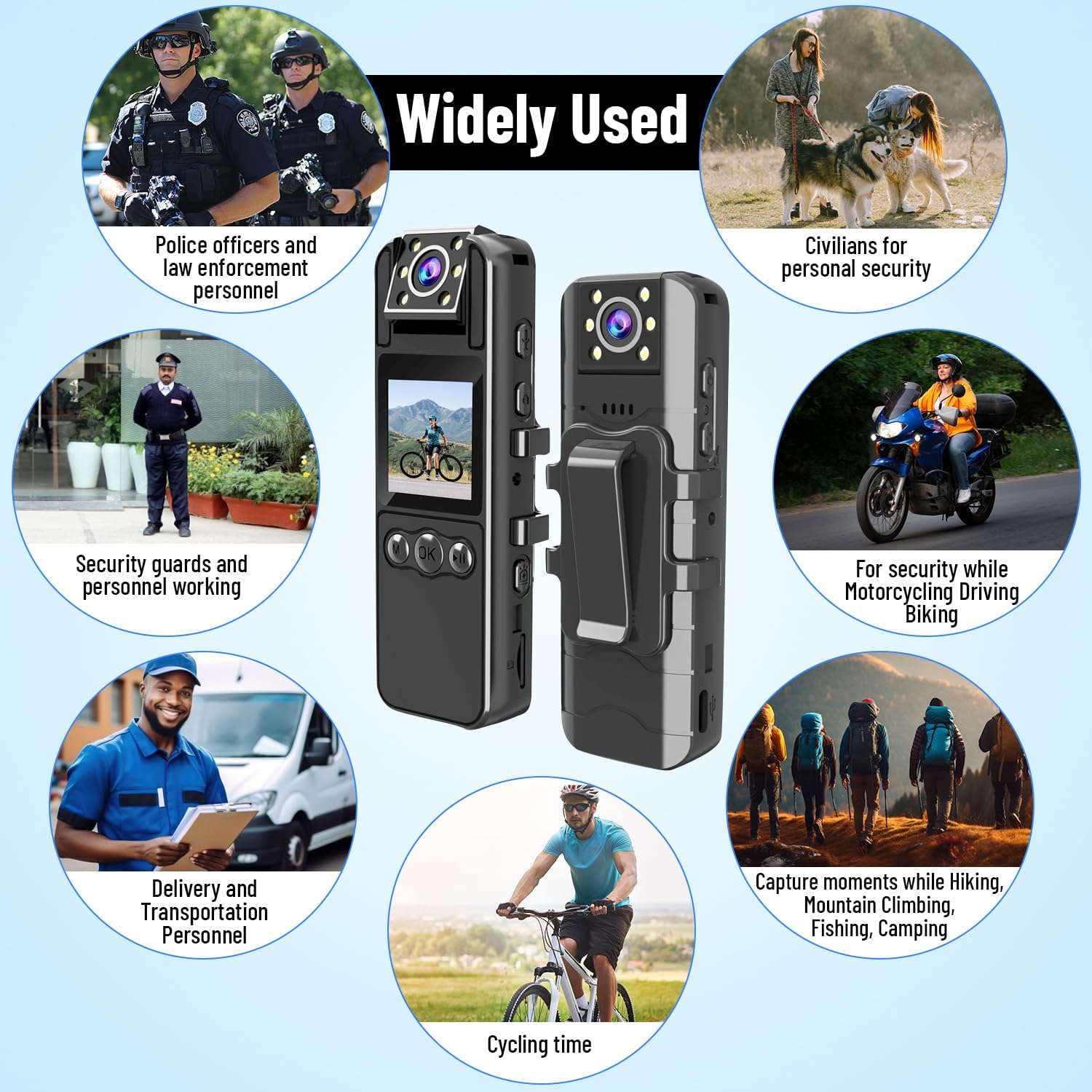 1080P Body Camera with Audio and Video Recording, 180 Rotating Lens, 6 Hr Battery, IR Cut Auto Night Vision, 64GB Memory - Perfect for Security, Personal Use, and Law Enforcement