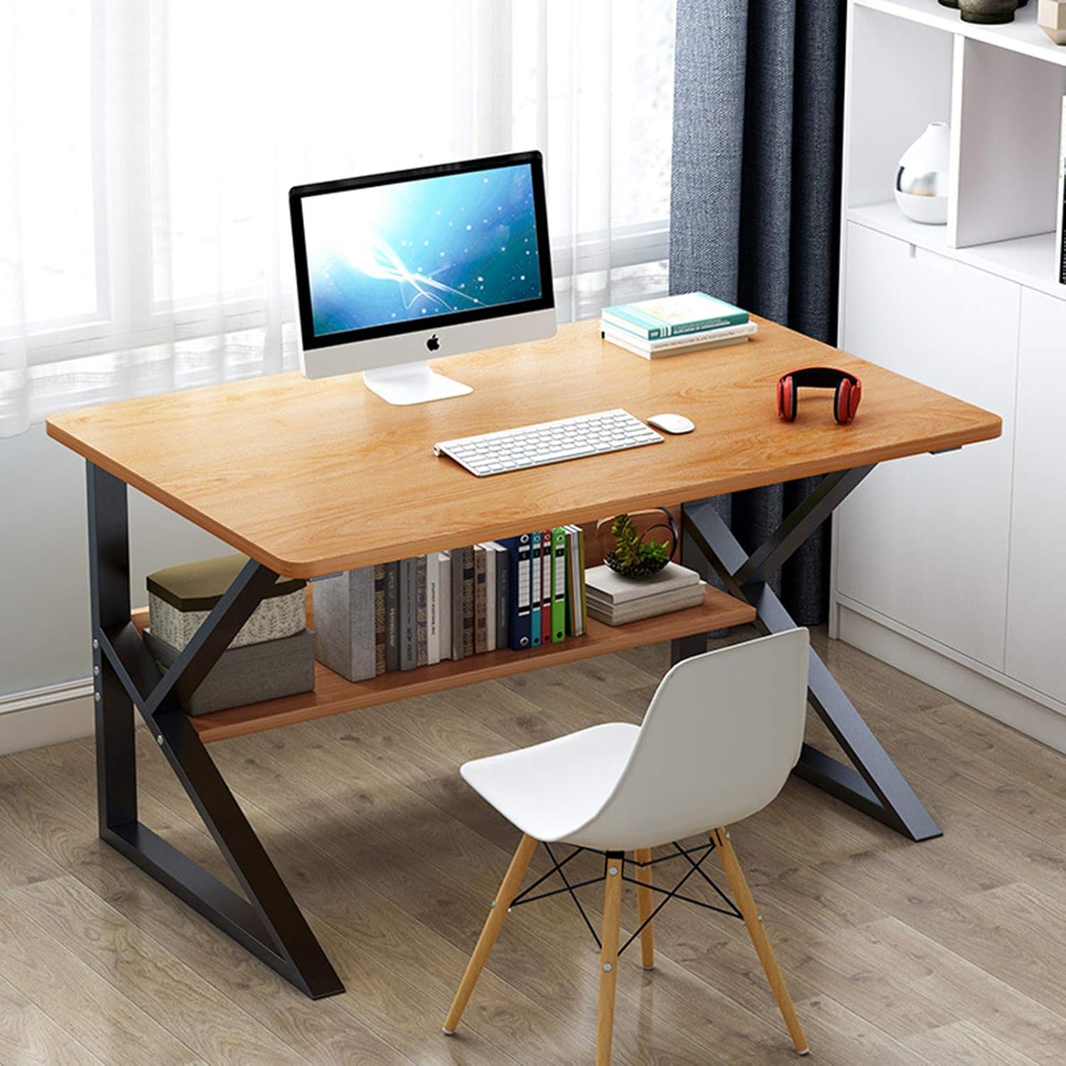 Anmas Power Computer Desk with Bookshelf 100 * 60cm K Shaped Home