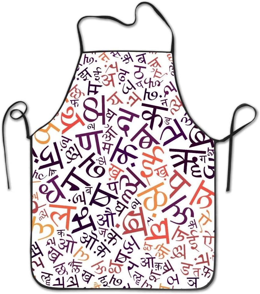 Novelty Hindi Alphabet Texture Unisex Kitchen Chef Apron