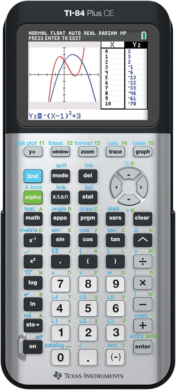 Texas Instruments TI-84 Plus CE Python Color Graphing Calculator, Galaxy Gray (Metallic) Gray Single Pack