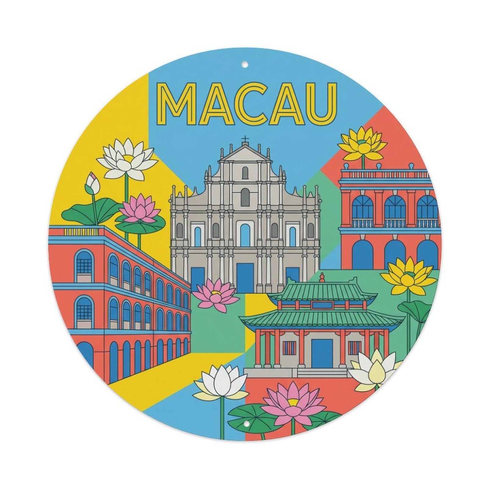 Vintage Travel Macau Metal Tin Sign