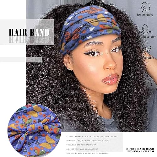 Miniatura 5 de Diademas para el pelo, estilo bohemio, con mariposas, elásticas, anudadas, con estampado floral, bandas elásticas para la cabeza, turbante, bandas