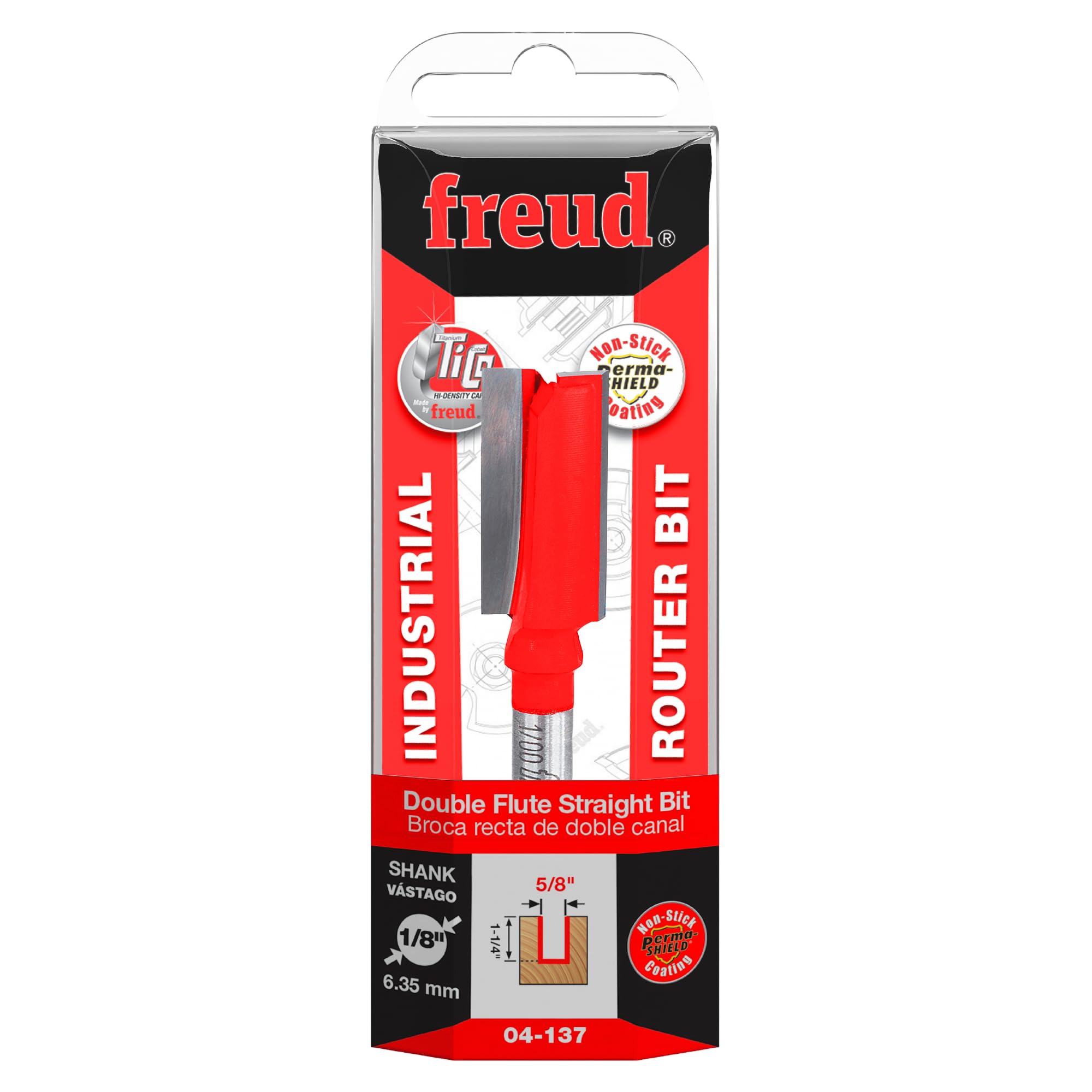 Freud 04-137 5/8-Inch X 1-1/4-Inch Double Flute Straight Bit (1/4