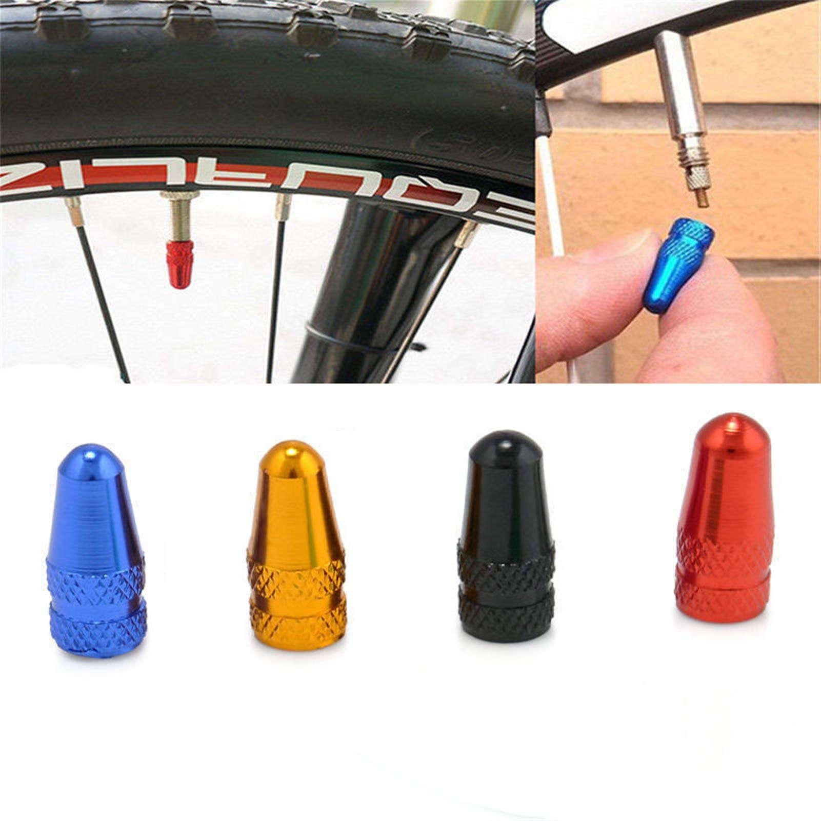 UYSELA Ventilverschraubung, 2 Stück Fahrrad-Ventilkappe, Aluminium, Fahrrad-Pr-es-ta-Ventilkappe, Hochdruckspikes, Reifenventil, Staubschutz, M-T-B, Fahrrad, Fahrrad (Farbe: 2 Stück Typ B Blau)