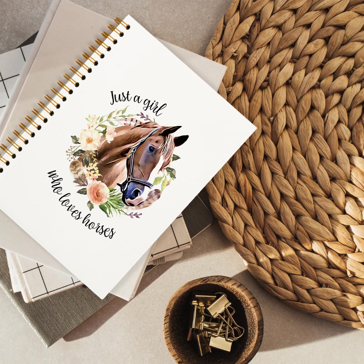 hold fizz Just a Girl Who Loves Horses – Regalos de caballos para niñas, regalos de caballos, diario de caballos para niñas, regalos para amantes de los caballos, cuaderno de espiral de tapa dura de