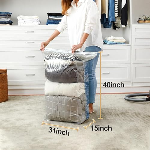 Miniatura 2 de TAILI Paquete de 6 bolsas de almacenamiento al vacío, bolsas de ahorro de espacio jumbo de 31 x 40 x 15 pulgadas, bolsa de sellado al vacío Blue