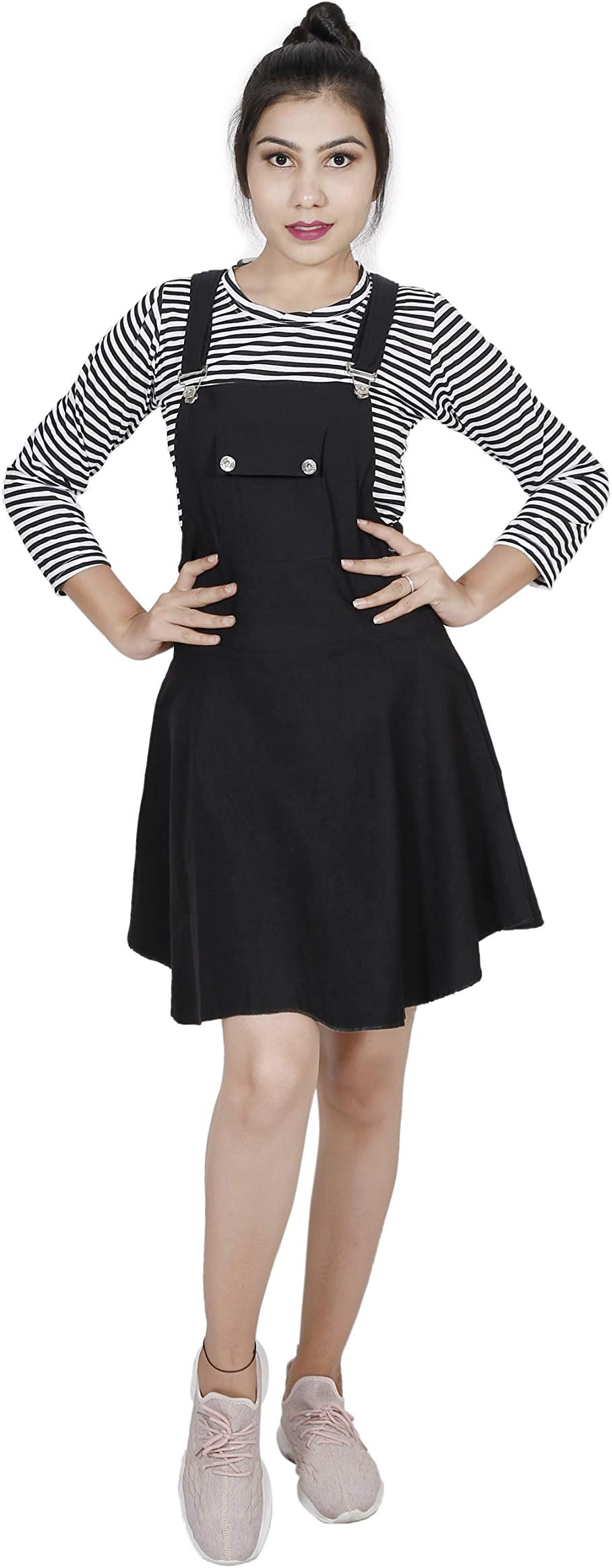 dpfashions Knee Length Dungaree Skirt with top for Women