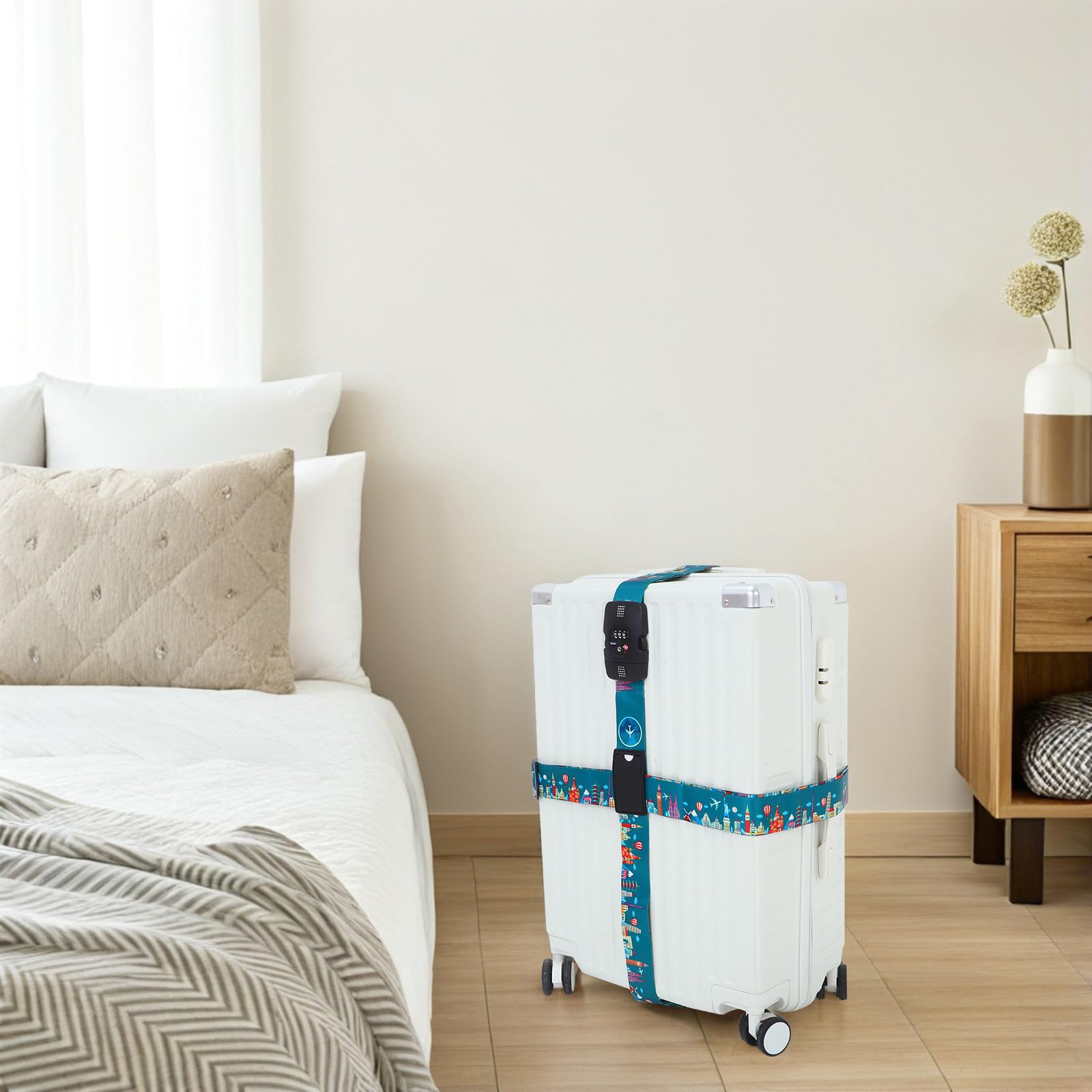Cinghia per Bagaglio da Viaggio in Poliestere con Chiusura a Fibbia Sicura e Fibbia Regolabile per Viaggi con Lucchetto Tsa Combinazione