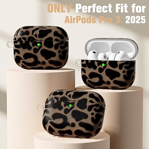 Vista 2 de Funda protectora de poliuretano termoplástico suave para AirPods Pro 3 (2025), diseño de leopardo para AirPods Pro de 3ª generación para mujer.