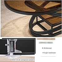 Vista 5 de Mesa de centro de almacenamiento Mesa de centro para sala, mesa de centro para sala de estar, simple y moderna, de vidrio templado, mesa de cóctel