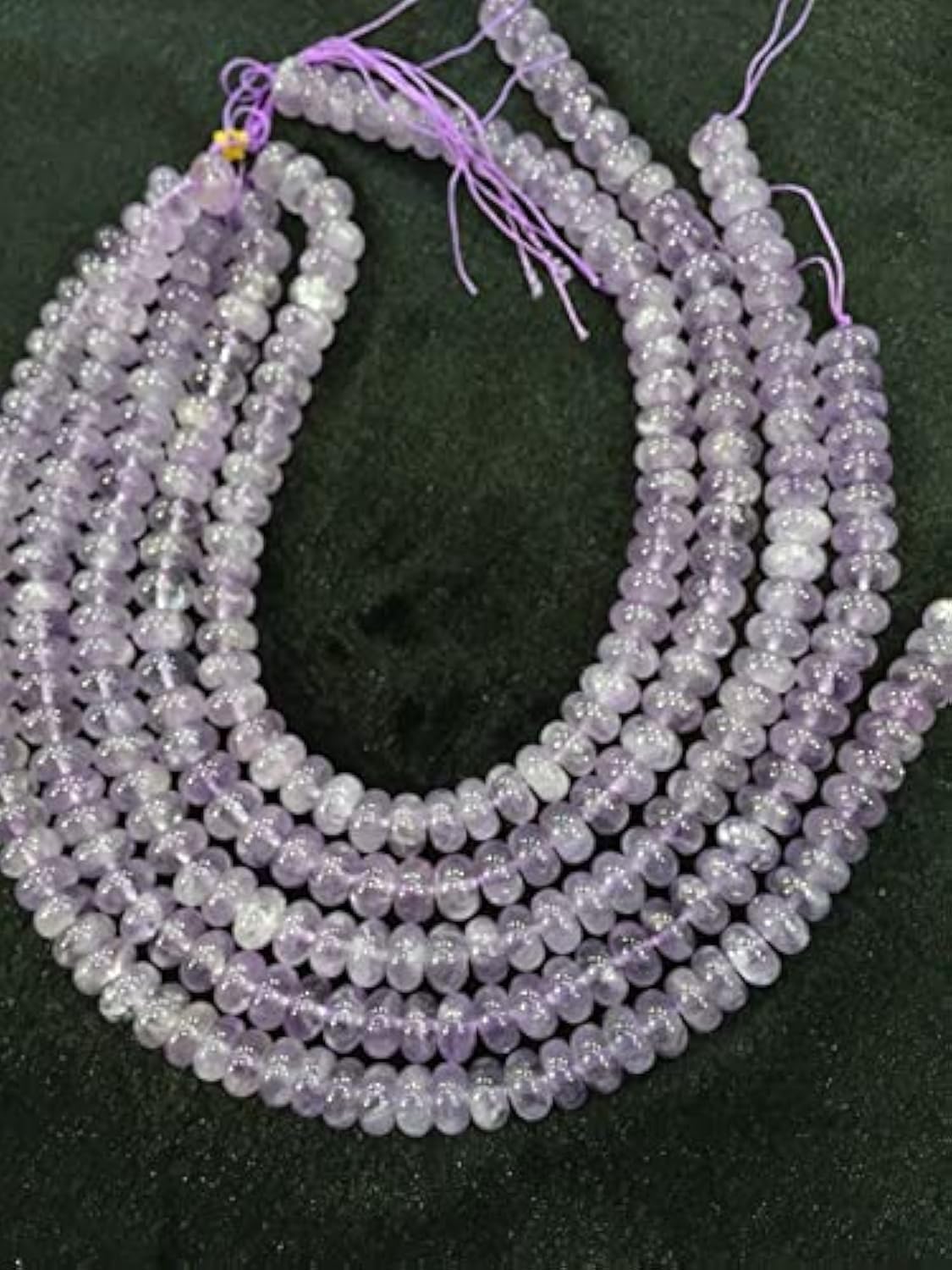 Améthyste lavande 12x7mm : perles rondelles violet clair pour fil de bijoux 20cm DIY
