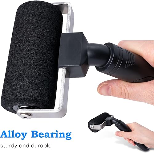 Miniatura 6 de NEWISHTOOL Rodillo de costura de esponja de 4 pulgadas, rodillo de remache para envoltura de vinilo, paquete de 2 rodillos de espuma para envolver