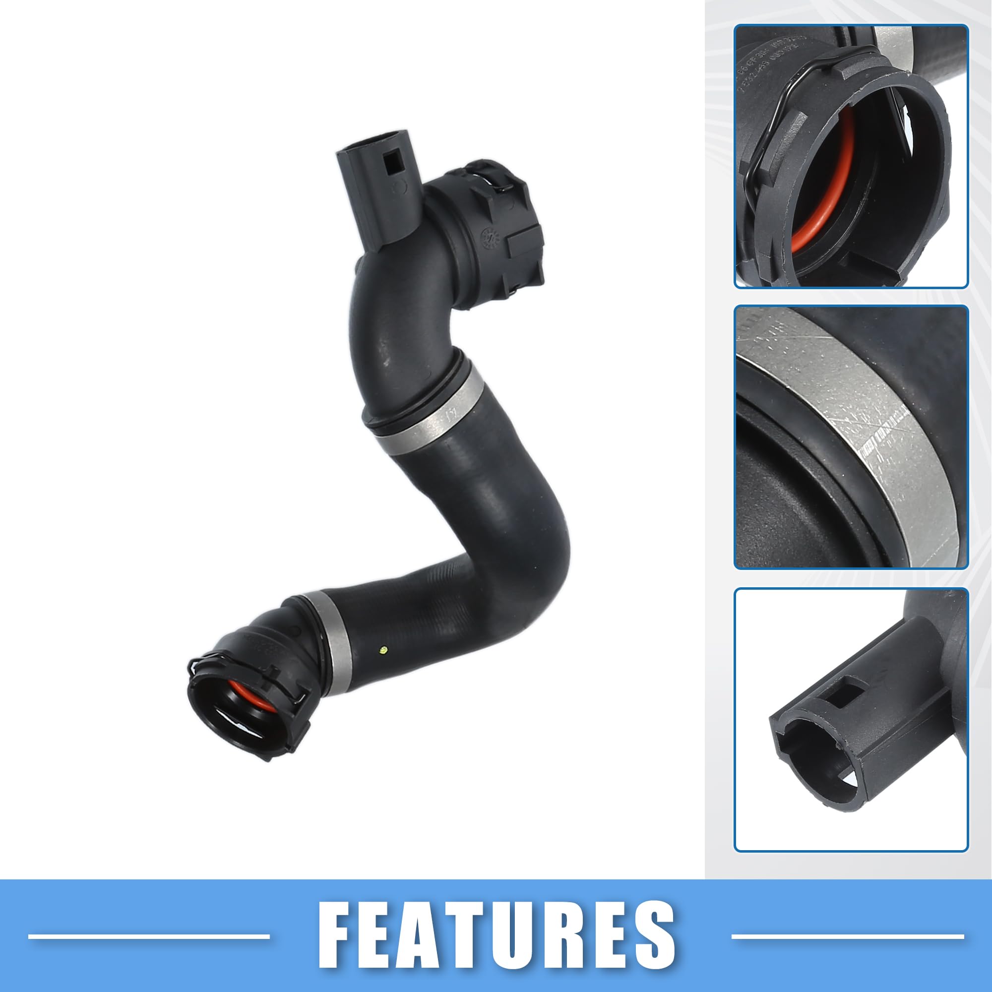 A ABSOPRO Tuyau De refroidissements Inférieur Du Radiateur N°17127618510/17127531579/17127531581 Pour pour BMW 325I 2006 En Caoutchouc Noir