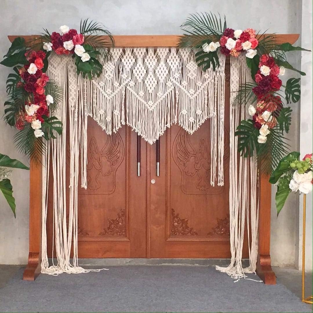 Bohemian Macrame Wedding Backdrop Decor Boho Chic Macrame wall Hanging Style Macrame Tapestry Macrame Curtain & Macrame Arch 75" W x 85" L
