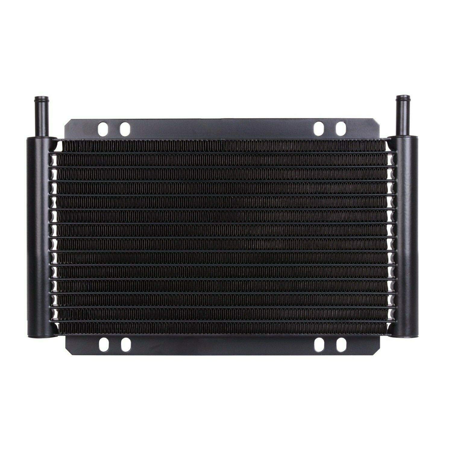 17 Row Small Black Aluminum Engine Transmission Oil Cooler 90w Electric Fan 6AN in-Line Hose Fitting Adapter 180'F Turn-On Thermostat Temperature Switch Wiring Complete Kit