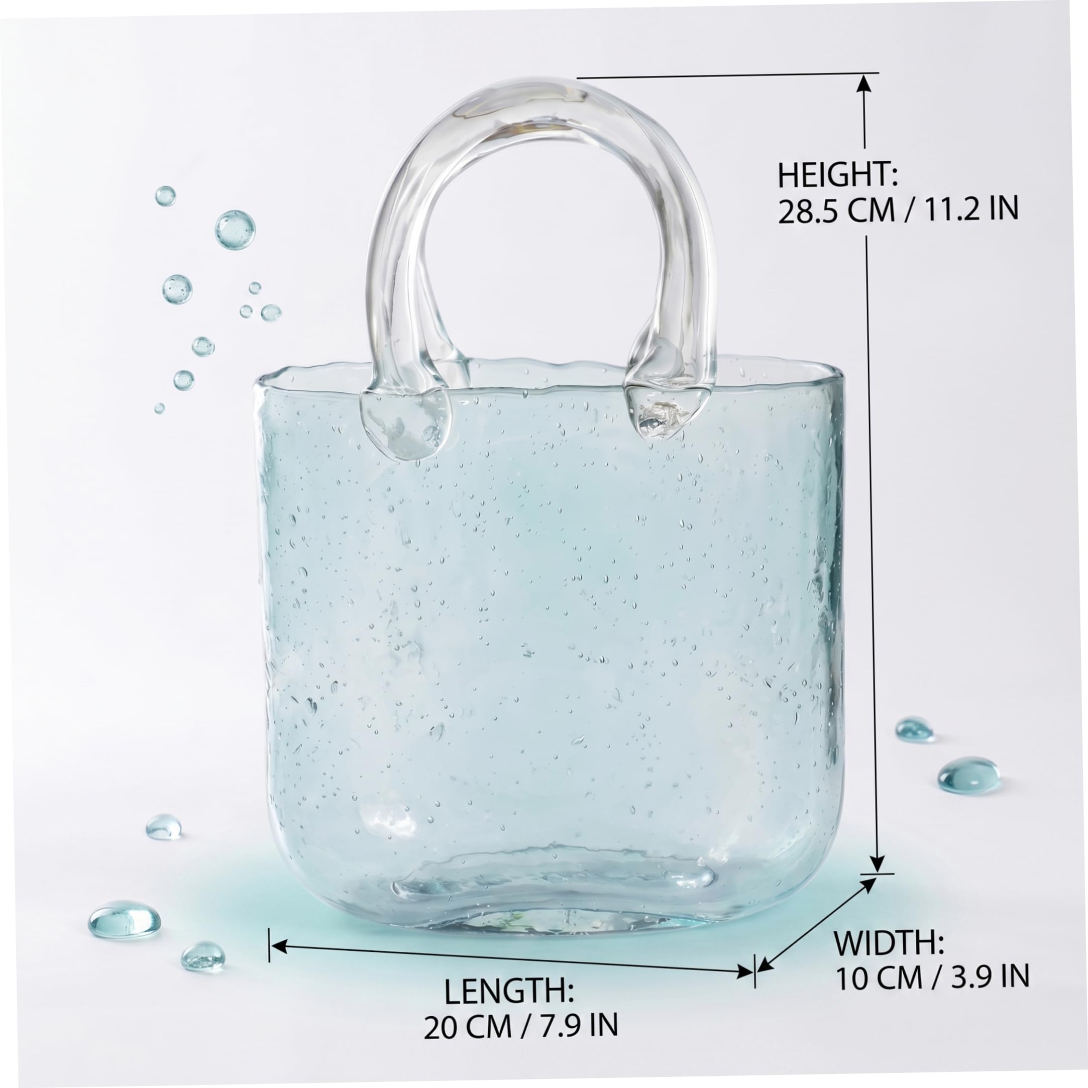 Vaso portamonete in vetro, graziosi bicchieri a bolle per bevande, composizione floreale e decorazioni per piccoli acquari, azzurro