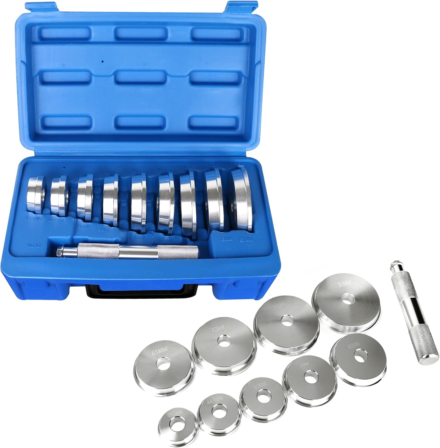 10pcs Bearing Race and Seal Bushing Driver Install Set, 9 Discs Collar