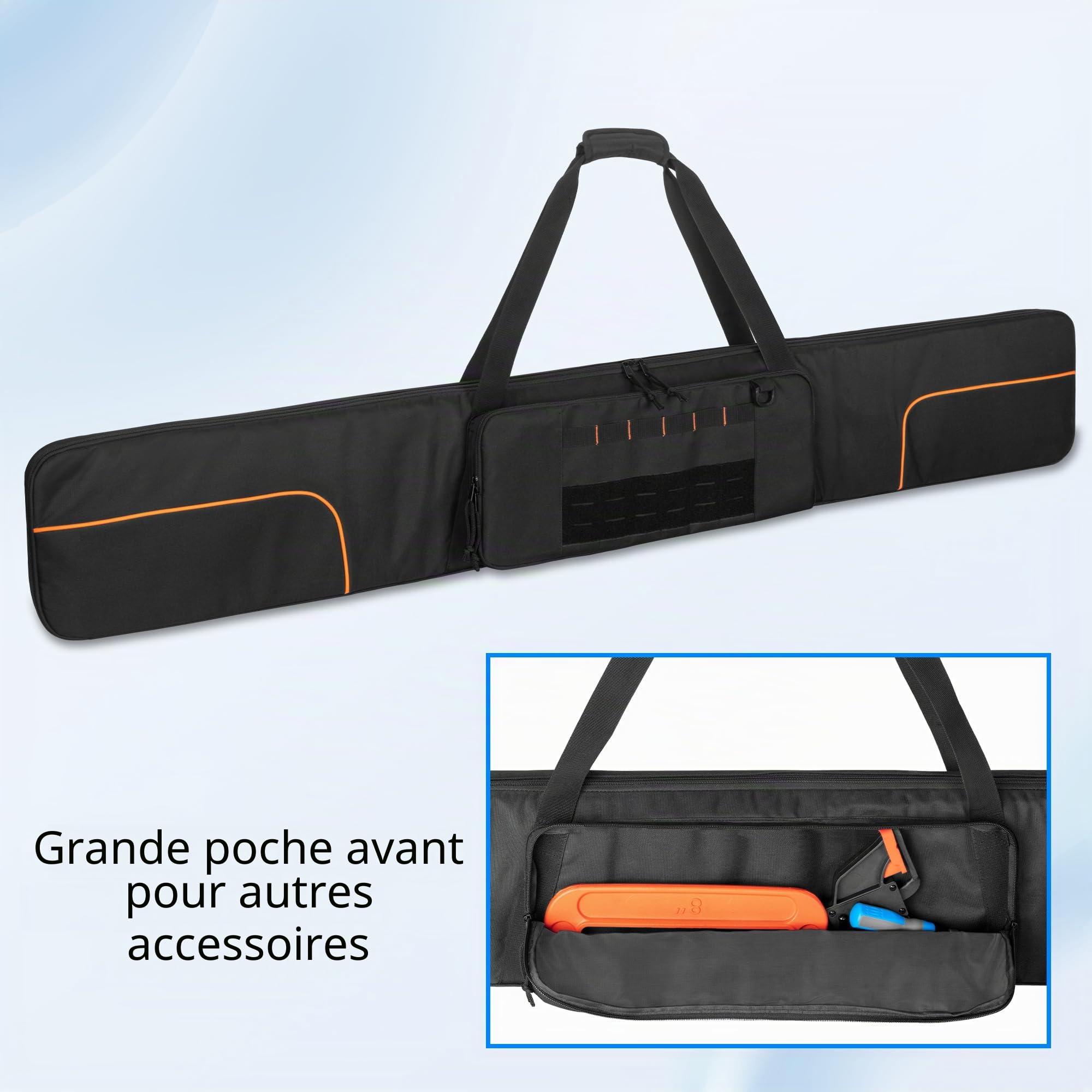 Rexmica Sac pour 2 Rails de Guidage de Scie Circulaire - Jusqu'à 150 cm | Sac Rembourré de Transport pour Rail de Guidage avec Grande Poche Zippée et Poignée, Noir (Sac Uniquement)