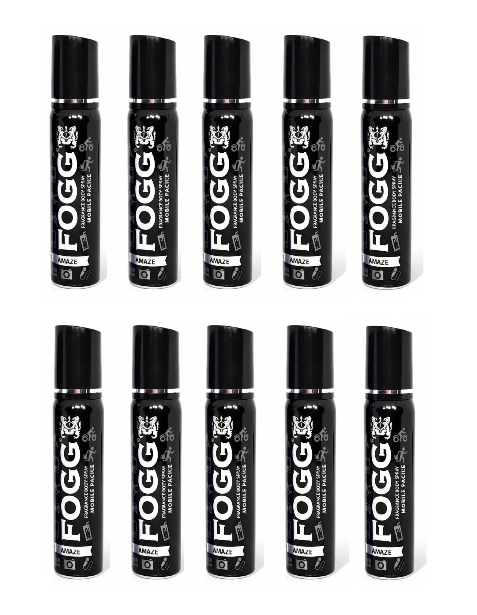 FOGG Men & Women Amaze Mobile Pack Deo 25Ml Each (Pack Of 10) Fresh Scent Deodorant Spray - & (250 Ml, Pack Of 10)-image-35