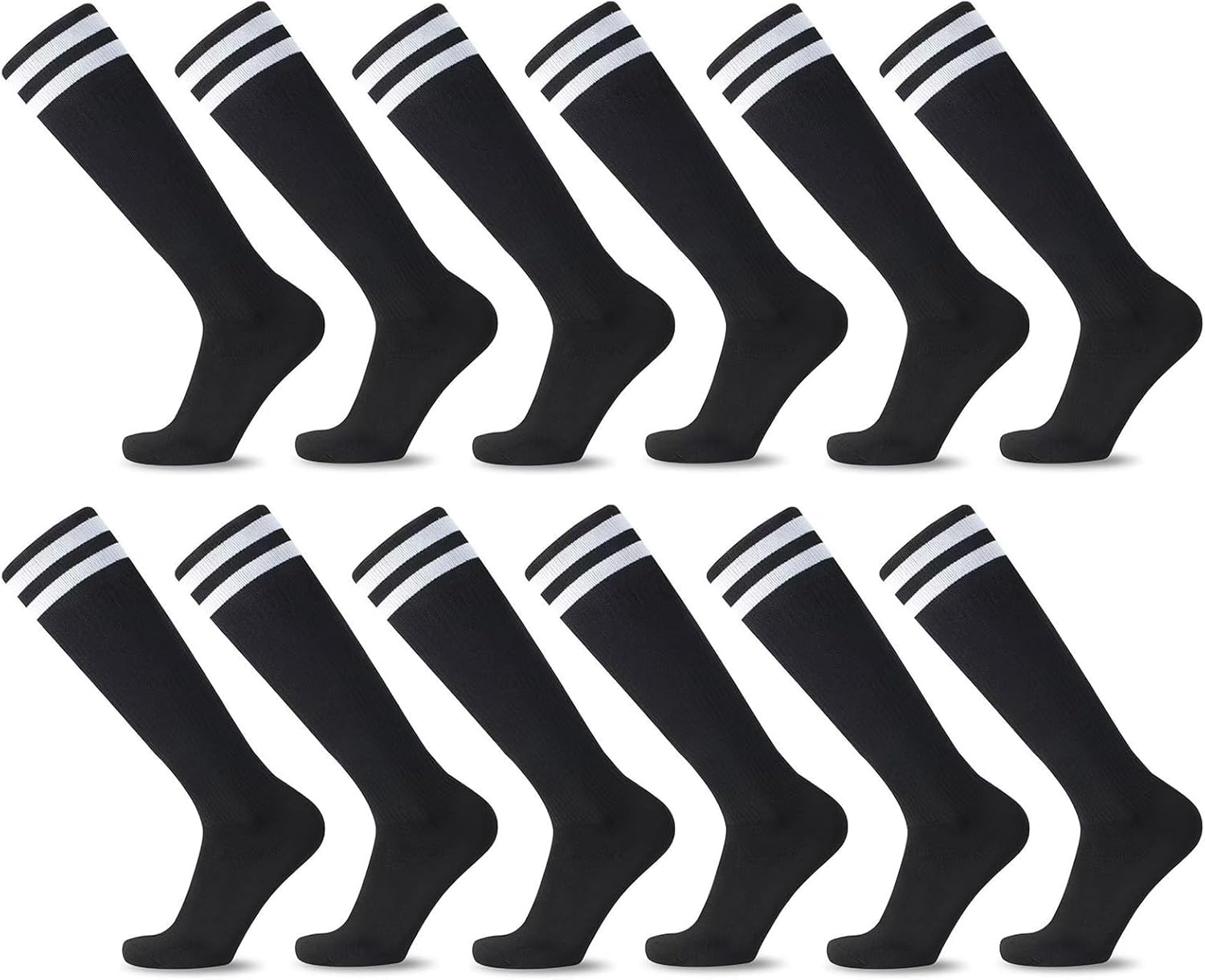 STLTYYP 6 Pairs Kid Youth Soccer Socks Striped Knee High Tube Socks Football Runing Athletic Socks For Boys And Girls