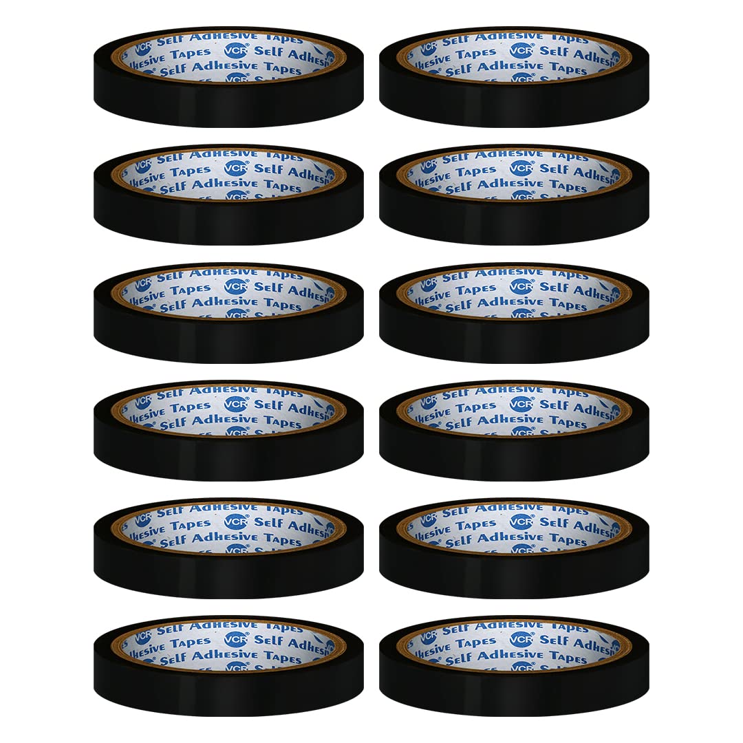 VCR Black Color Tape - 50 Meters in Length - 12mm / 0.5" Width - 12 Rolls Per Pack - BOPP Self Adhesive Tape for Arts and Craft use, Box Packing, Office and Home use (B07RWXR56S) Amazon Price History, Amazon Price Tracker