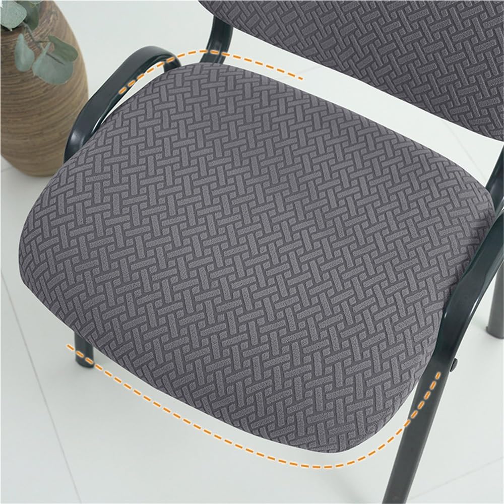 Housses De Chaises De Bureau Élastiques en Jacquard pour Visiteurs Ensemble De Deux Housses De Chaises De Salle À Manger Protection Extensible pour Tabourets De Cuisine(Khaki,6PCS)