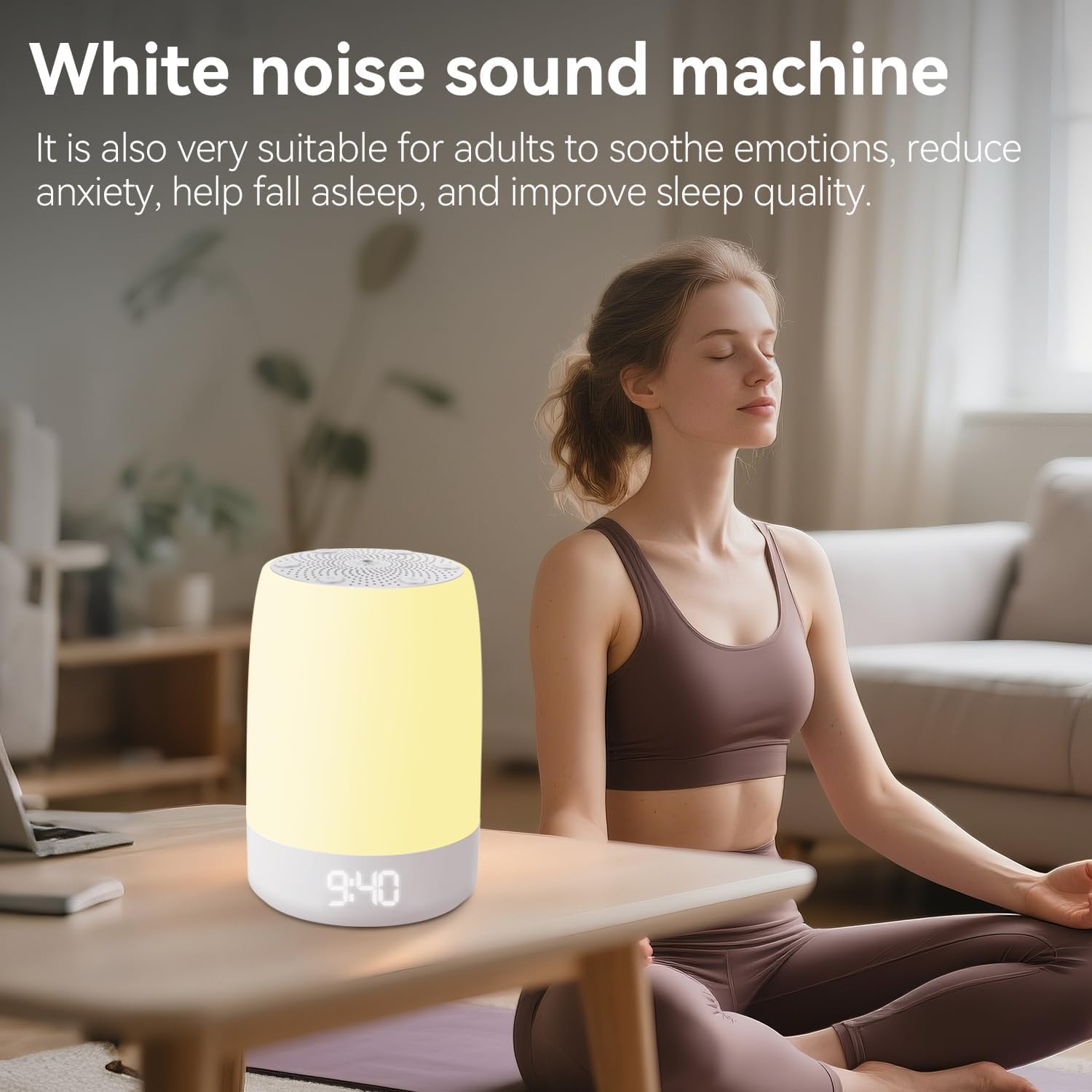 Weißes Rauschen Sound Maschine für Schlaf Kinder Nachtlicht Bluetooth Musik Wecker App Fernbedienung USB Batteriebetrieben 32 natürliche Klänge für Schlafzimmer Kinderzimmer Baby Erwachsene Tragbare