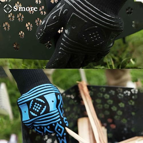 Miniatura 5 de S'more Guantes de barbacoa resistentes al calor, guantes de parrilla al aire libre, guantes de silicona antideslizantes para horno, guantes largos