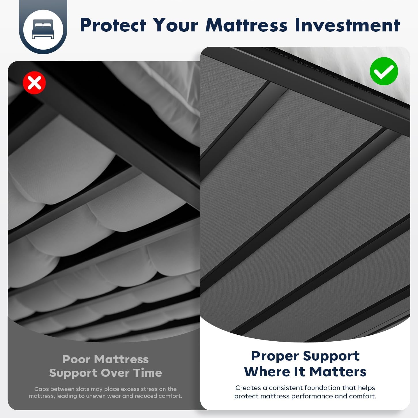 Full Bunkie Board 10mm (54" x 75") – Black Under Mattress Support, Anti-Sag & Noise-Free, Breathable Low Profile Bed Board for Metal Frame, Platform & Slatted Beds