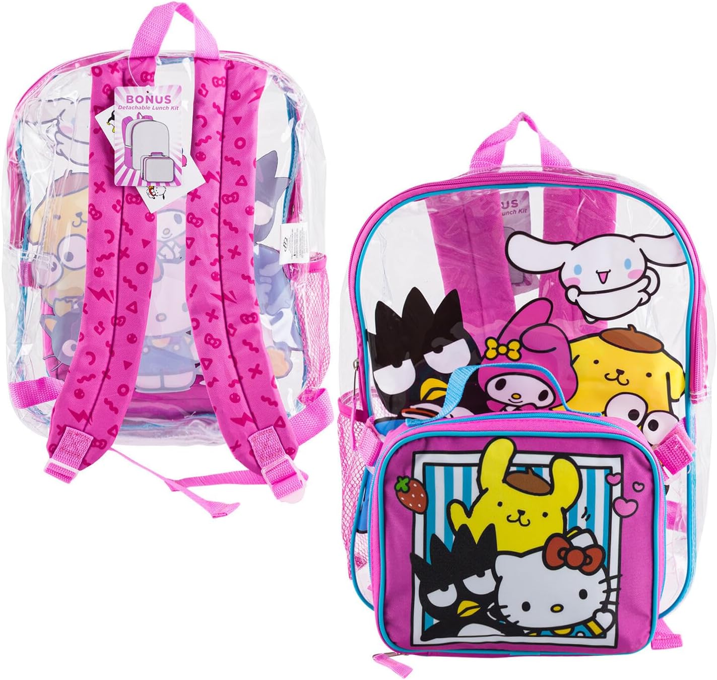Fast Forward Hello Kitty & Friends Backpack And Detachable Lunch Kit - 15" - Clear and Pink 99925 - Image 2