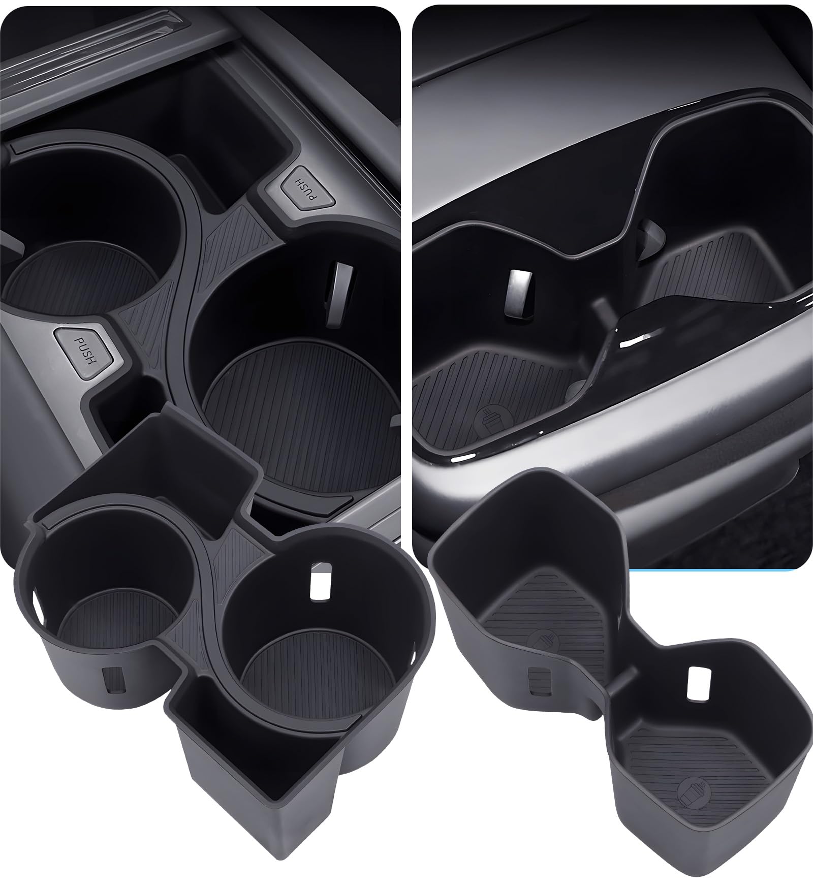 Center Console Cup Holder Inserts for KIA EV9 2026 2025 2024 (Only for Land AWD, GT-Line AWD), Interior Accessories Front &amp; Rear TPE Cup Holders Covers Protector for 2024-2026 EV9, Black