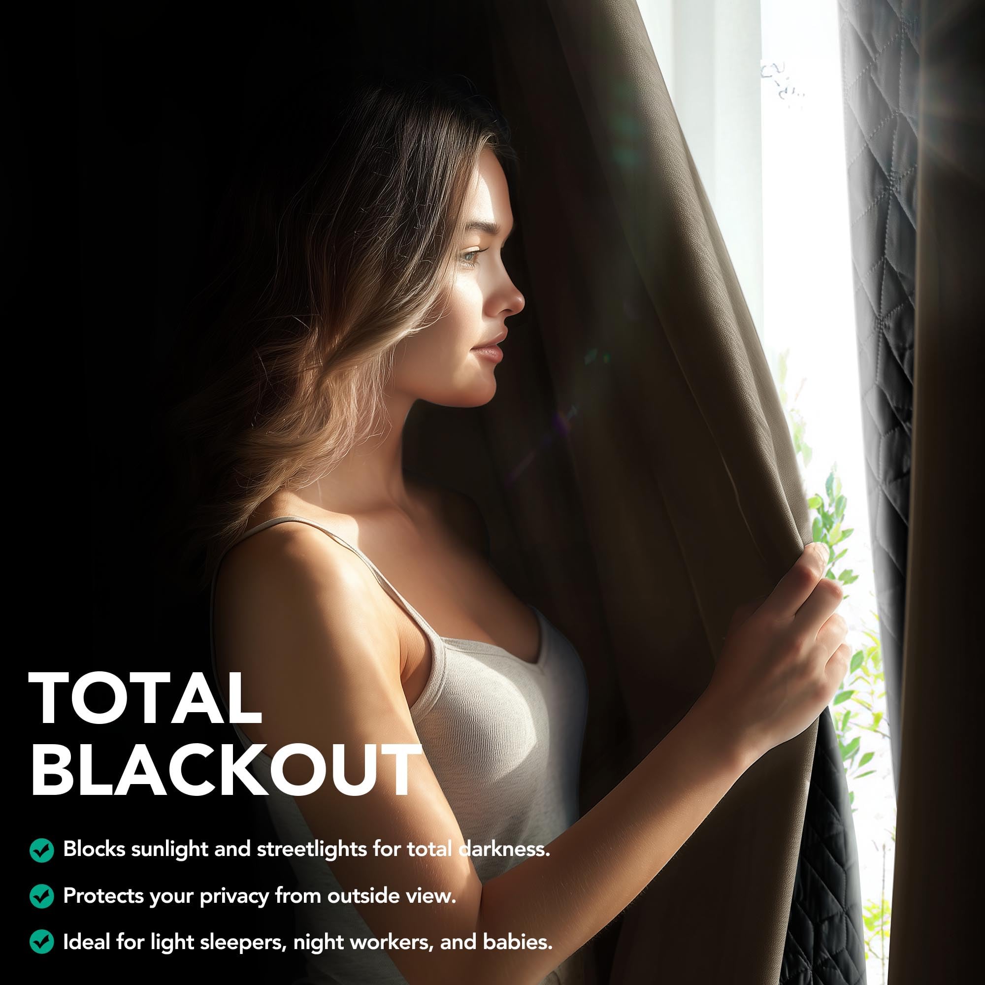 Deconovo Tenda Oscurante Termica Doppio Strato con Fettuccia, Pesante Isolante Antivento per Freddo e Caldo, per Finestre e Porte, 300x260 cm, Cachi, 1 Pezzo – Oeko-Tex® Standard 100