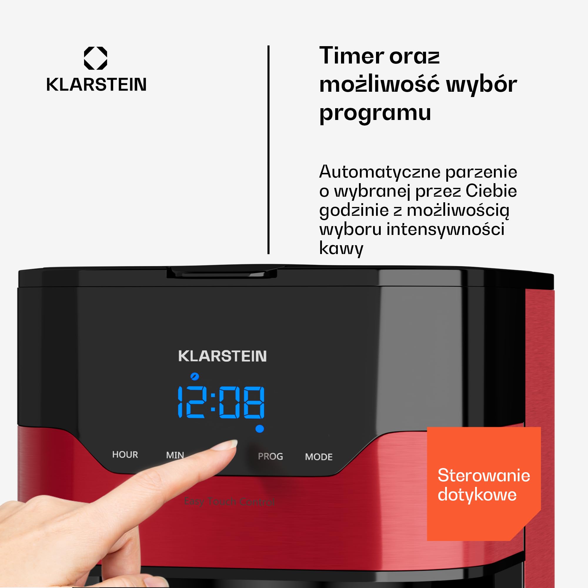 Klarstein Ekspres do kawy 1,2 L z termosem i timerem, Ekspres przelewowy na 10 filiżanek, 800 W duży z filtrem, przelewowy z termosem ze stali nierdzewnej do kawy