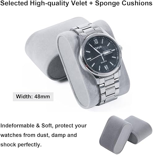 Miniatura 6 de BEWISHOME Organizador de caja de reloj para 20 hombres caja de almacenamiento de exhibición de metal con bisagra de metal negra de piel sintética