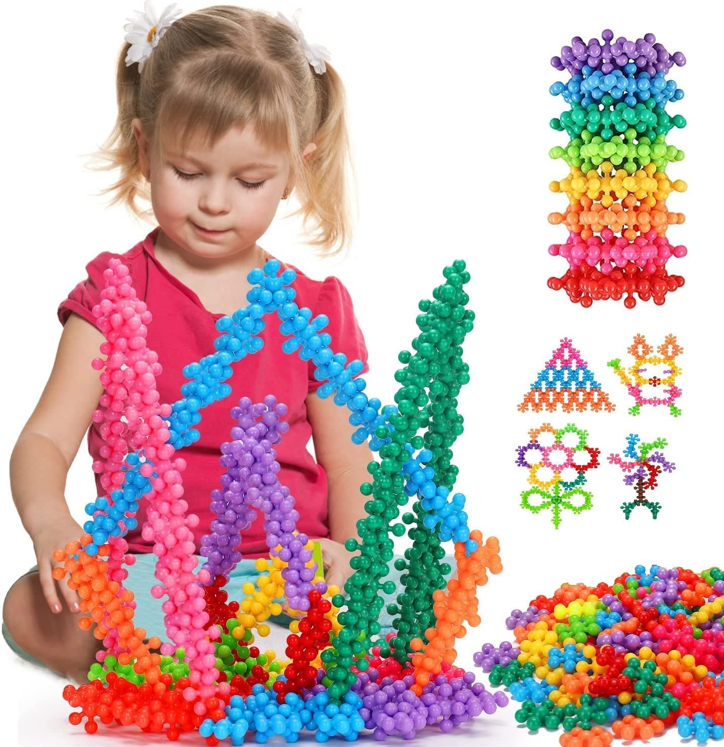 Leaffybezz Building Blocks for Kids,Puzzles Games,Bricks Toys Sets,Block Game,Educational Toys for Kids 3-5 Years .100pcs 1 Pcs = 33mm(1.25 Inch) Big Size Star Link Block-image-43