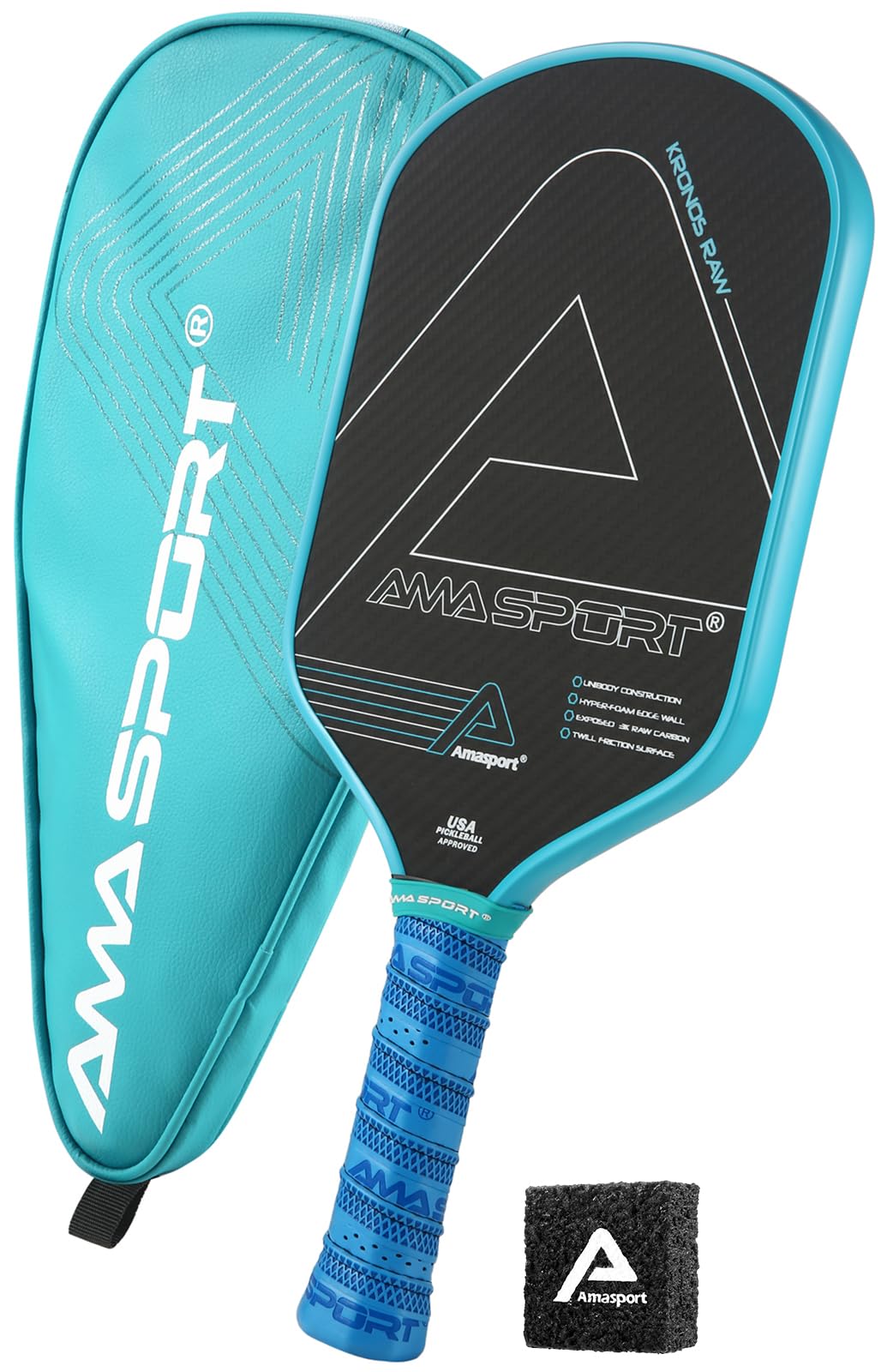 LITIAN AMA SPORT Kronos Raw Carbon Fiber Pickleball Paddle for Control -3.0 to 4.5 player - 16mm Pickleball racket - 3K CFS with Superior Grit & Spin, Elongated Handle