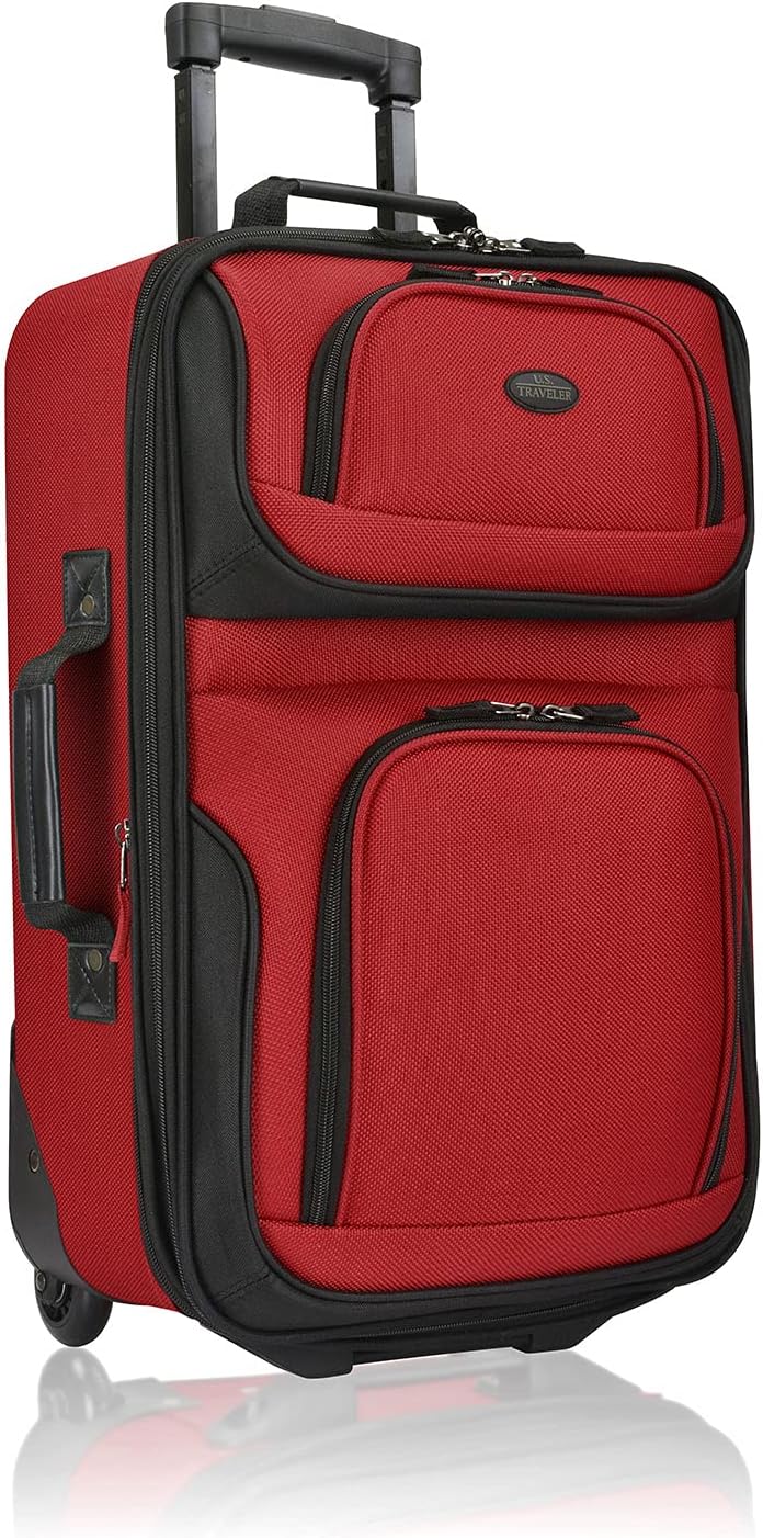 Rio Lightweight Softside Rolling Carry-on Suitcase, 2-Wheel Single, Red