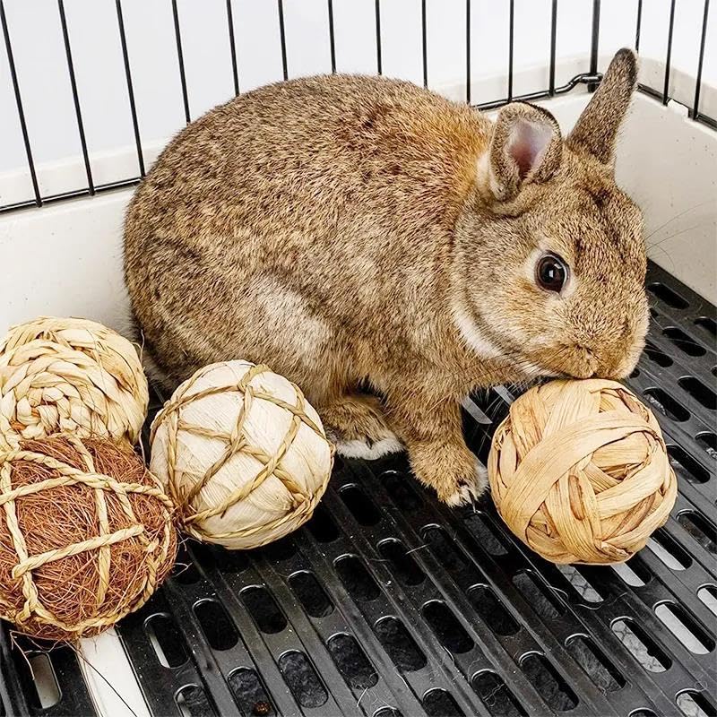 Juguete for hámster (4 Unidades, 7 cm), Bola Trenzada for Masticar, for Conejillos de Indias, Conejos, hámsters, pequeños Animales, Juguete Interactivo for, 010(9)
