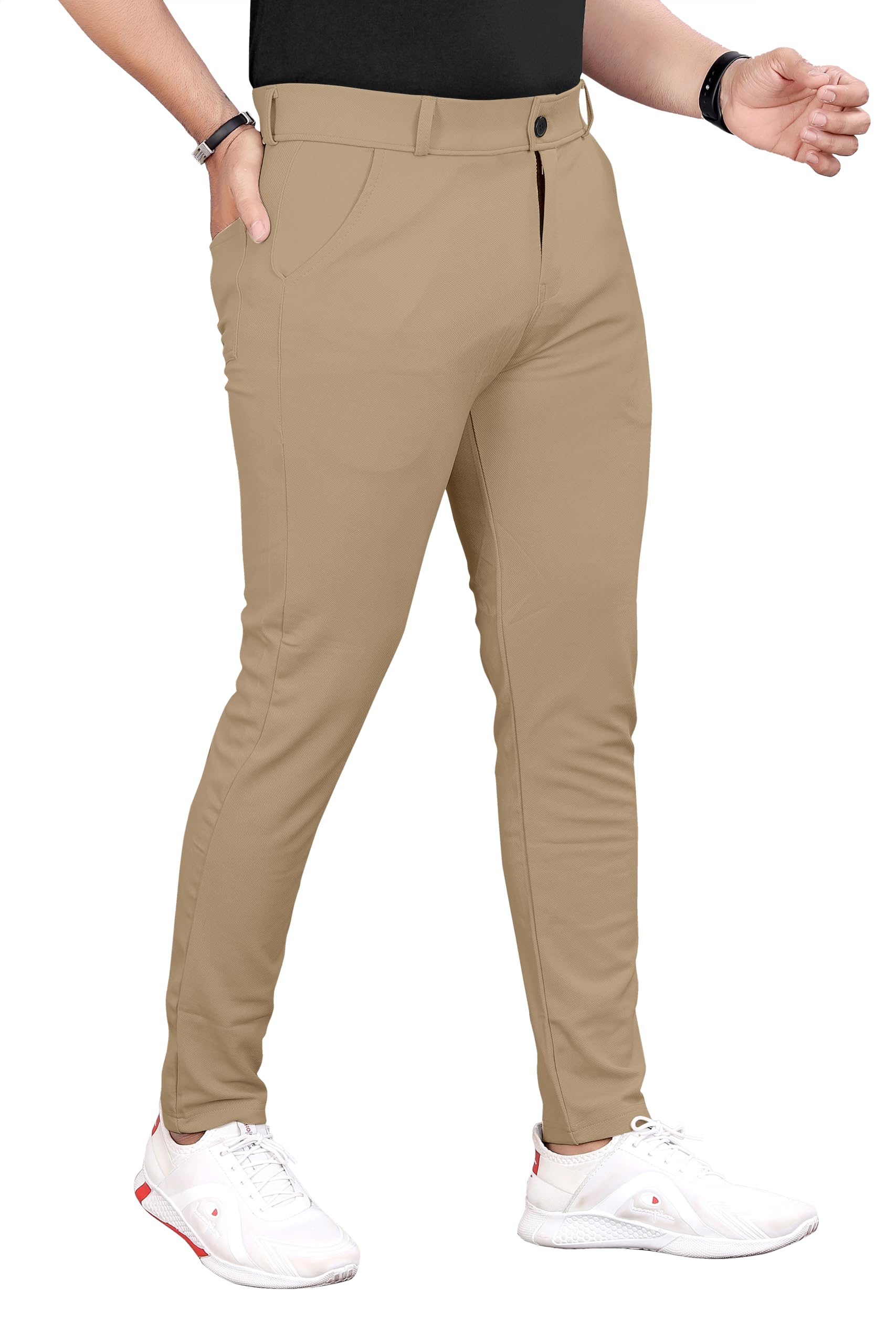 urban buccachi Men's Slim Fit High-Rise Lycra Blend Stretchable Trousers – Casual & Office Wear-picture-10