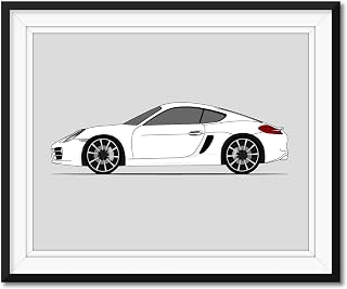 Porsche Cayman S 981 (2012-2016) (Side Profile) Inspired Poster Print Wall Art Decor Handmade (Unframed)