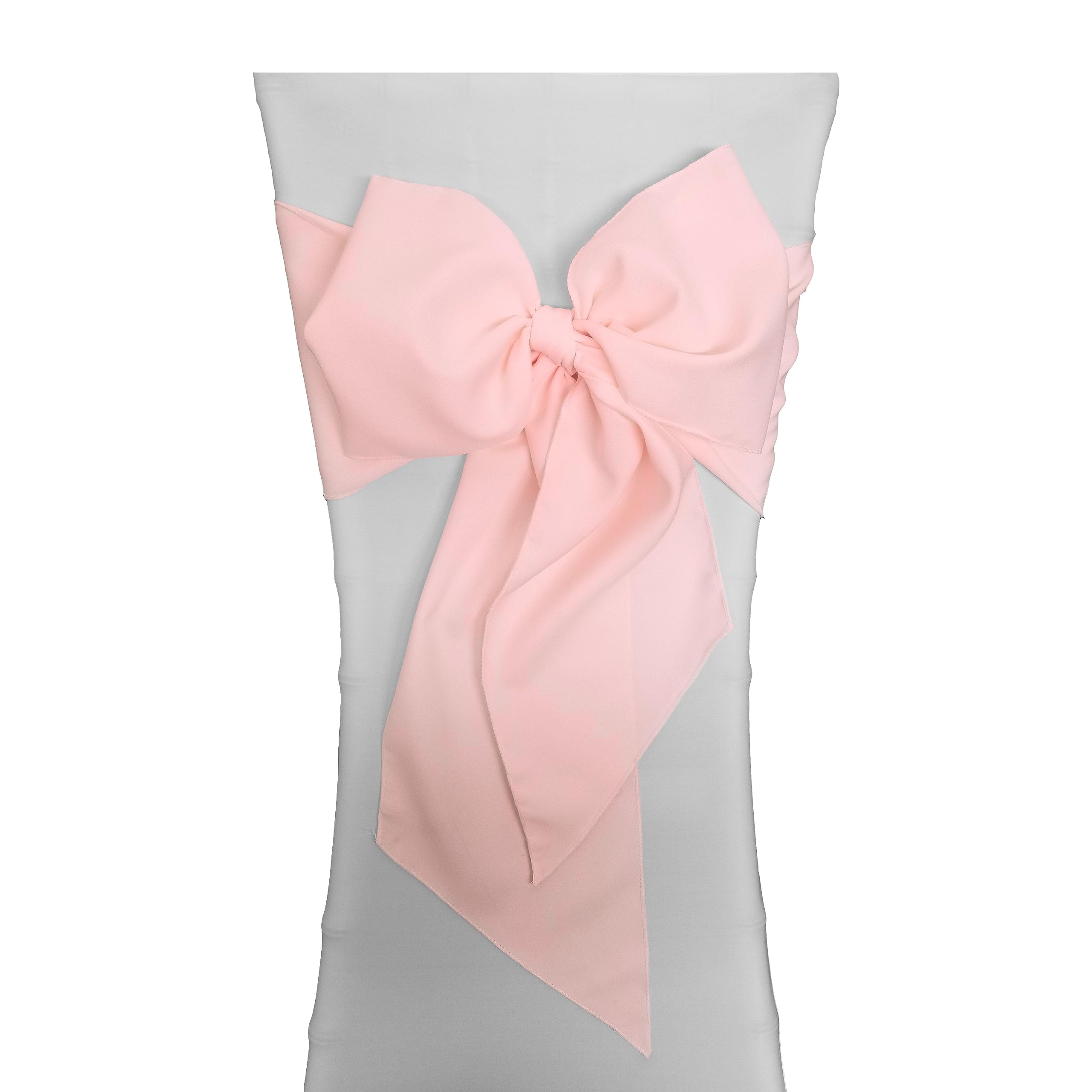 LA Linen Pack of 10 Polyester Poplin Chair Bows 8 by 108-Inch, Pink Light