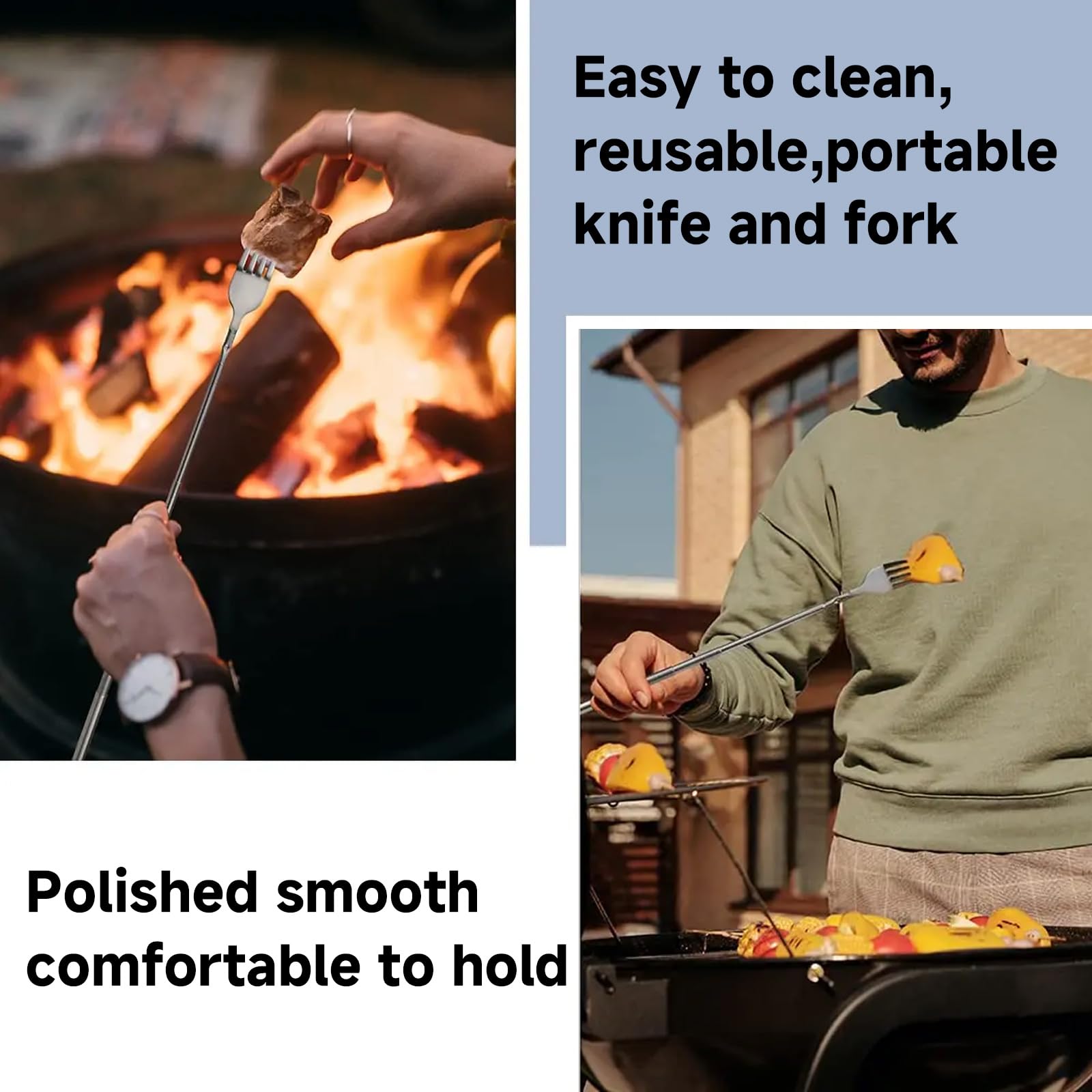 Extendable Stainless Steel Forks - 2 Pack -7