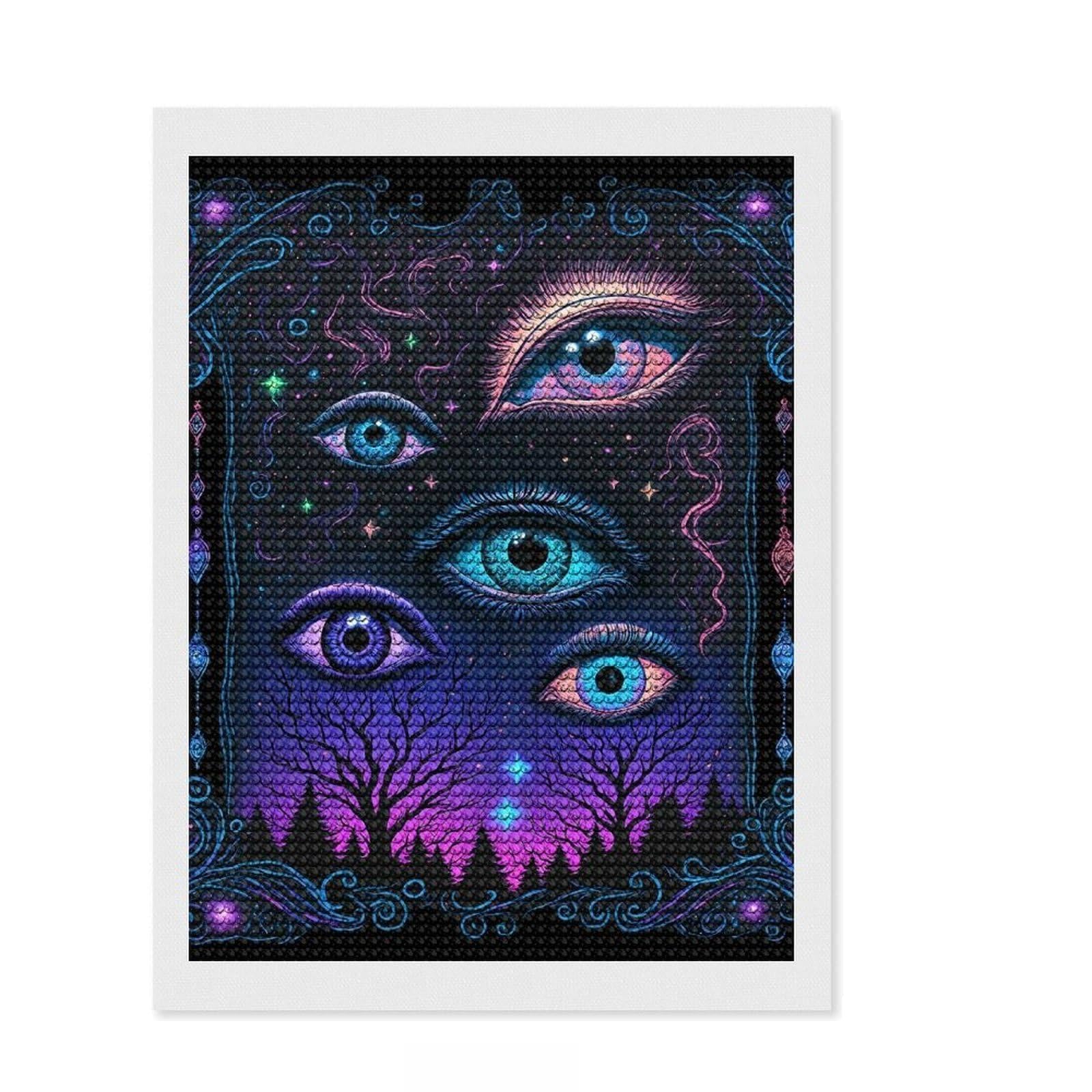 Junmoney Esoteric Vision Crystal Diamond Art Kit 12"x16", Vintage Style Decor, Stress Relief Craft, Thoughtful Present, Aesthetic Room Decor