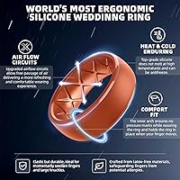 Vista 38 de Egnaro Anillos de boda de silicona para hombre: 1/4/6/7 Multipack de anillos de boda de goma con arco interior Diseño ergonómico transpirable