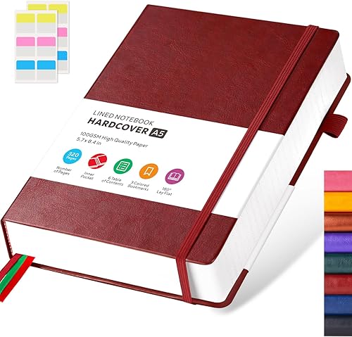 Miniatura 27 de Cuaderno Grueso en Formato Diario, Cuadernos de Cuero A5 con 320 Páginas de Papel Rayado para la Universidad, Cuaderno Diario de Tapa Dura para