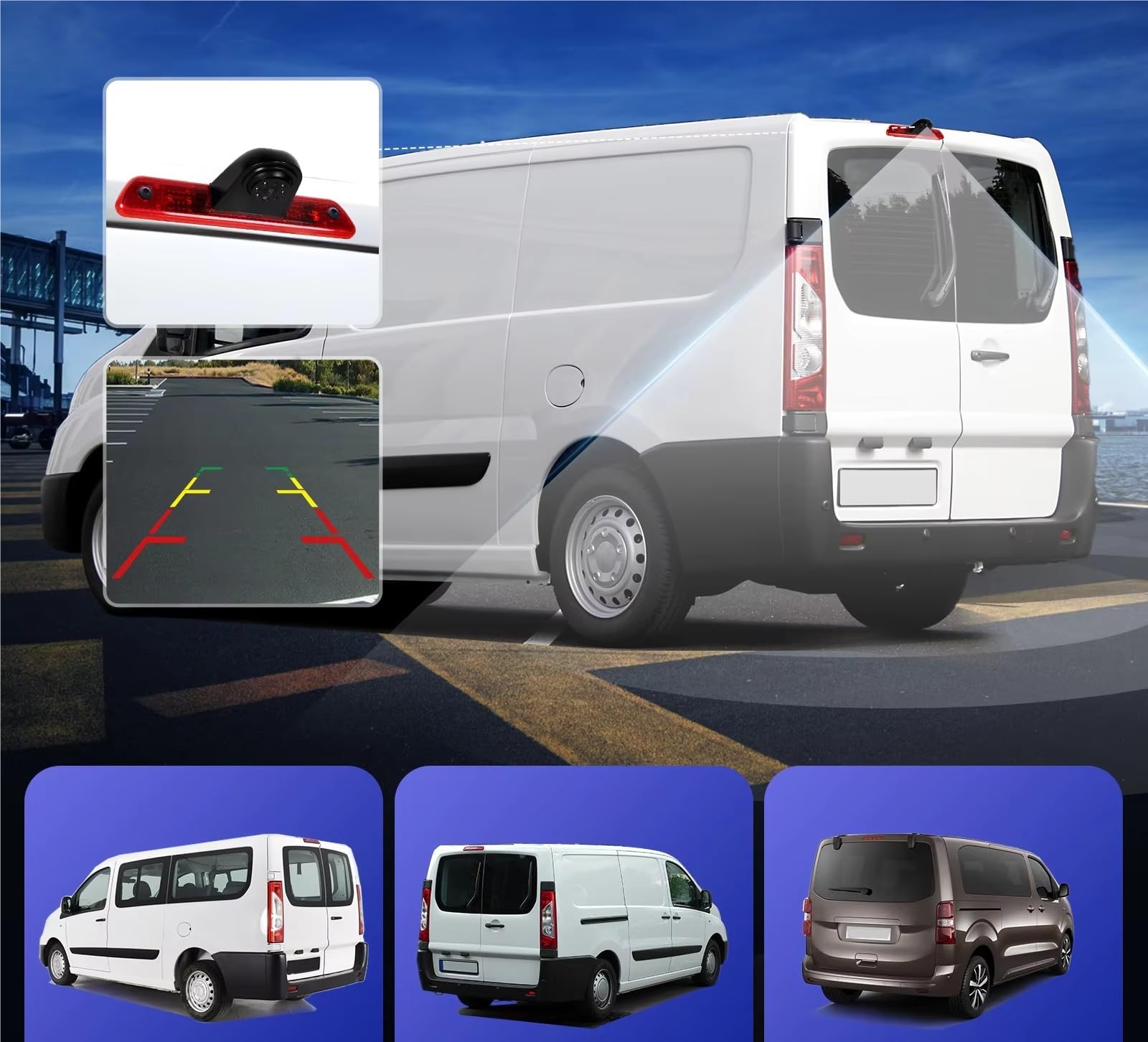 Backup Cámara para Citroen para Jumpy 2007-2016 Vista Trasera Coche Cámara Marcha Atrás Visión Nocturna Luz Freno Cámara Reversa