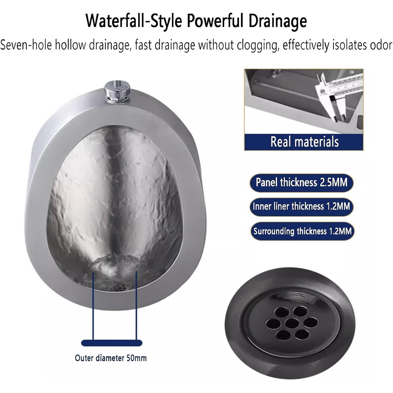 Orinatoio a parete in acciaio inox, sistema di lavaggio intelligente per uomini, uso domestico e commerciale, WC con sensore attivato per garage, bar, hotel