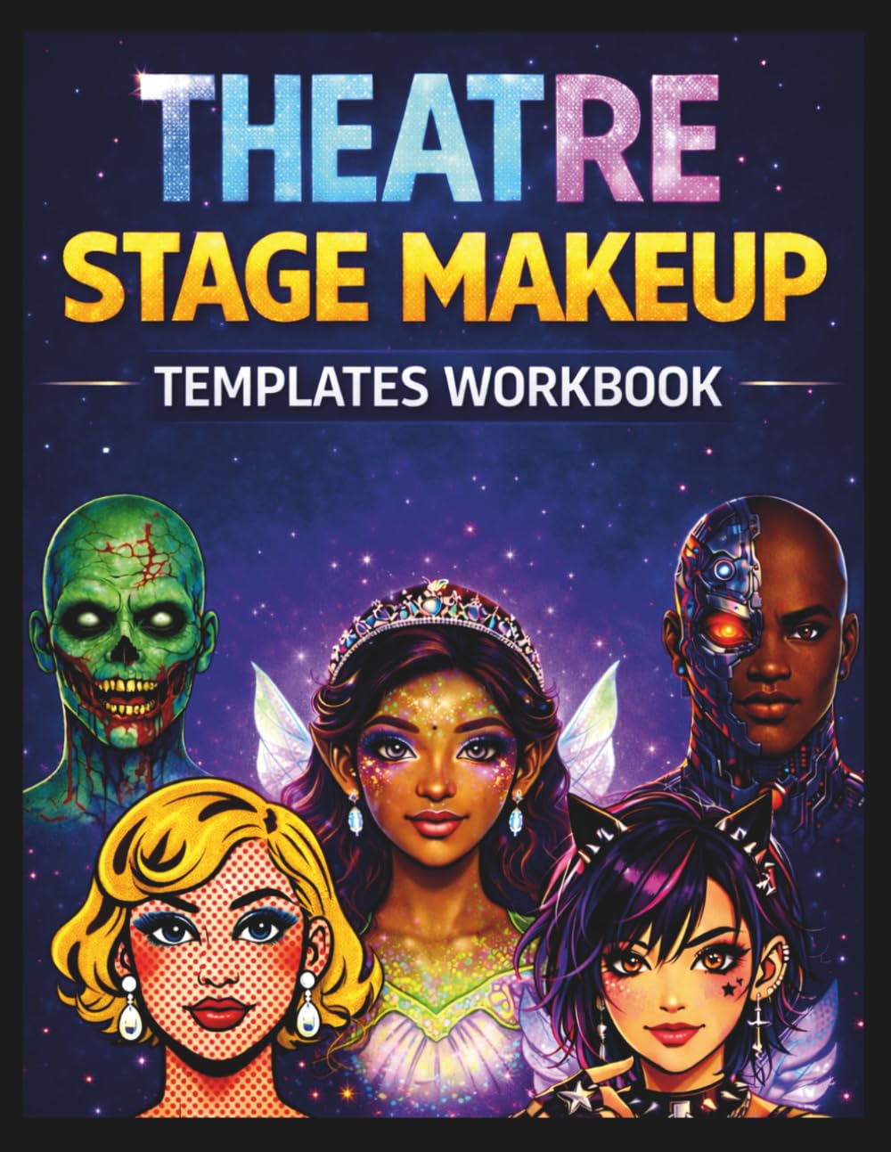 Theatre Stage Makeup Templates Workbook: Create, Color & Design Diverse Character Looks for Theatre, Film, Cosmetology & SFX | Inclusive Makeup ... the Theatre and Drama Classroom & Designers