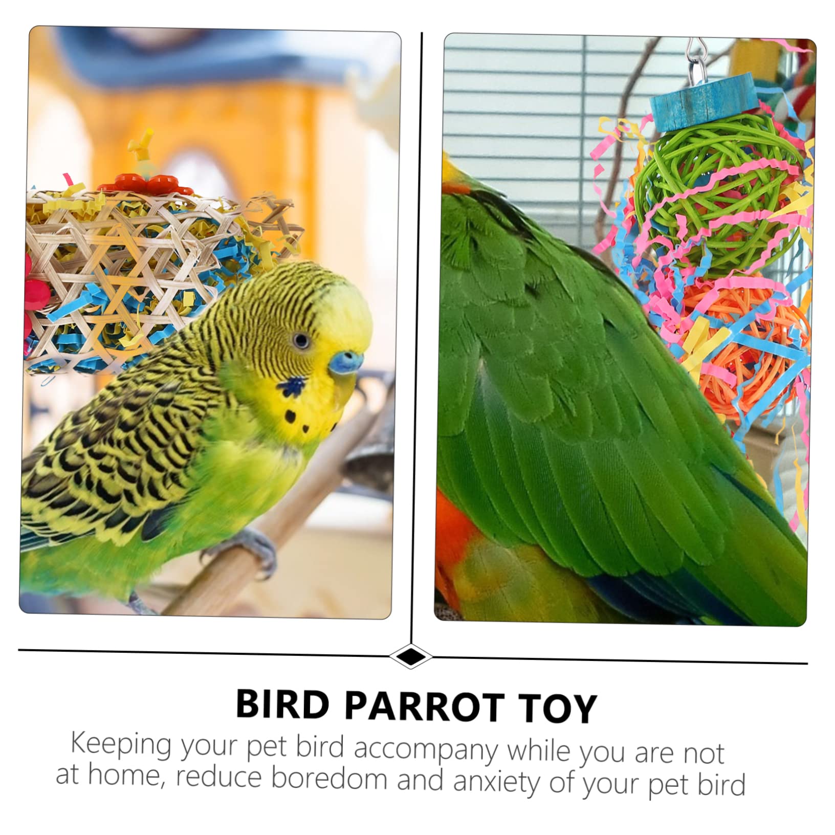BESPORTBLE 3sätze Vogelspielzeug Bunte Baumwollseil Und Papierschnipsel-hängespielzeuge Für Papageien Wellensittiche Und Andere Kleine Vögel Teiliges Spielset Aktivität Und Nestbau