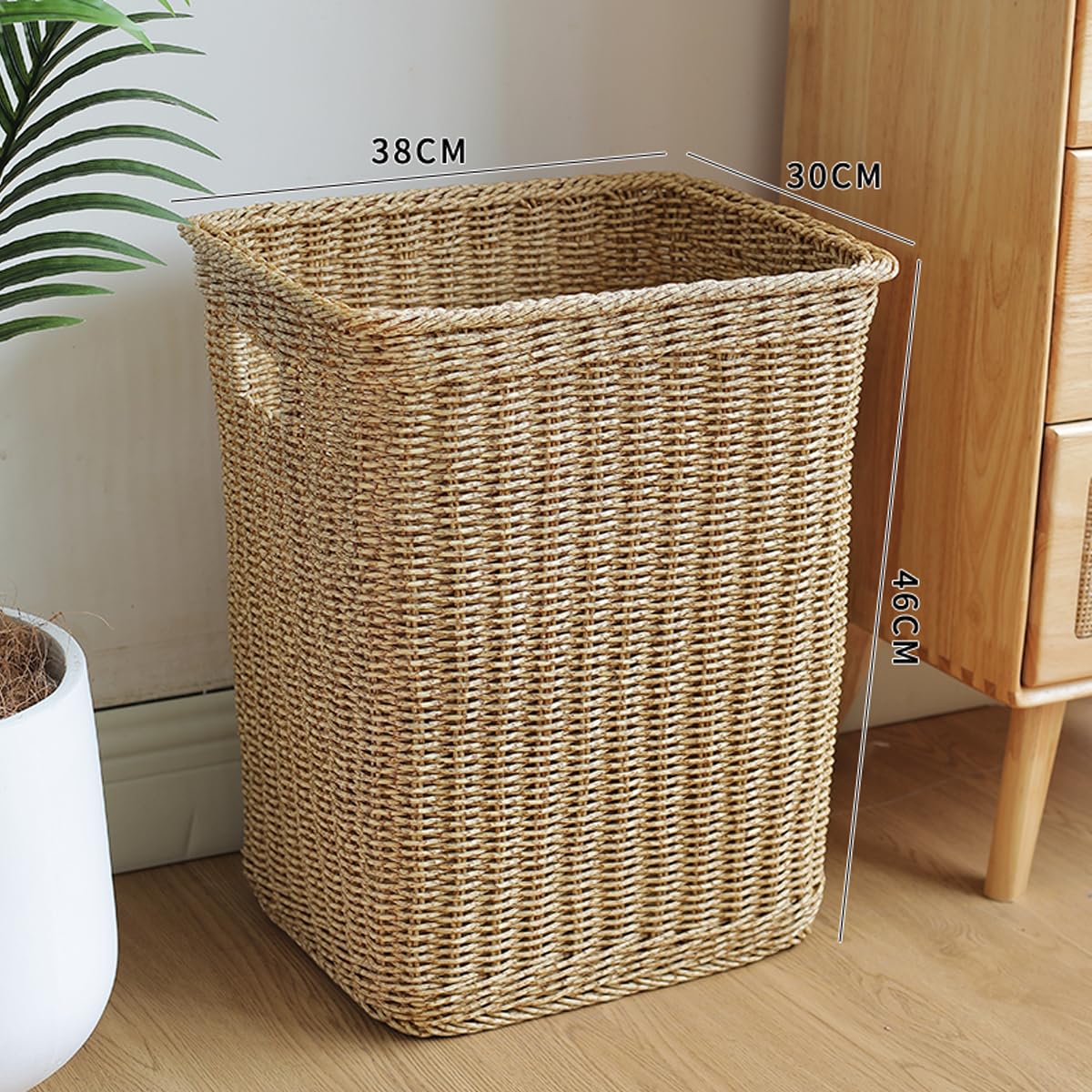 Amazon｜プラスチック製収納バスケット、ハンドル付き編み